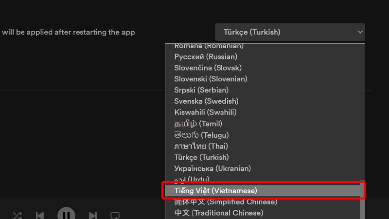 Cách thay đổi ngôn ngữ Spotify sang tiếng Việt trên máy tính