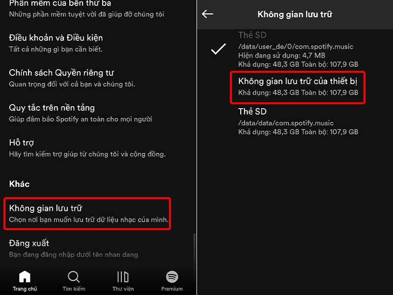 Cách thay đổi vị trí lưu bài hát ngoại tuyến trên Spotify bằng điện thoại