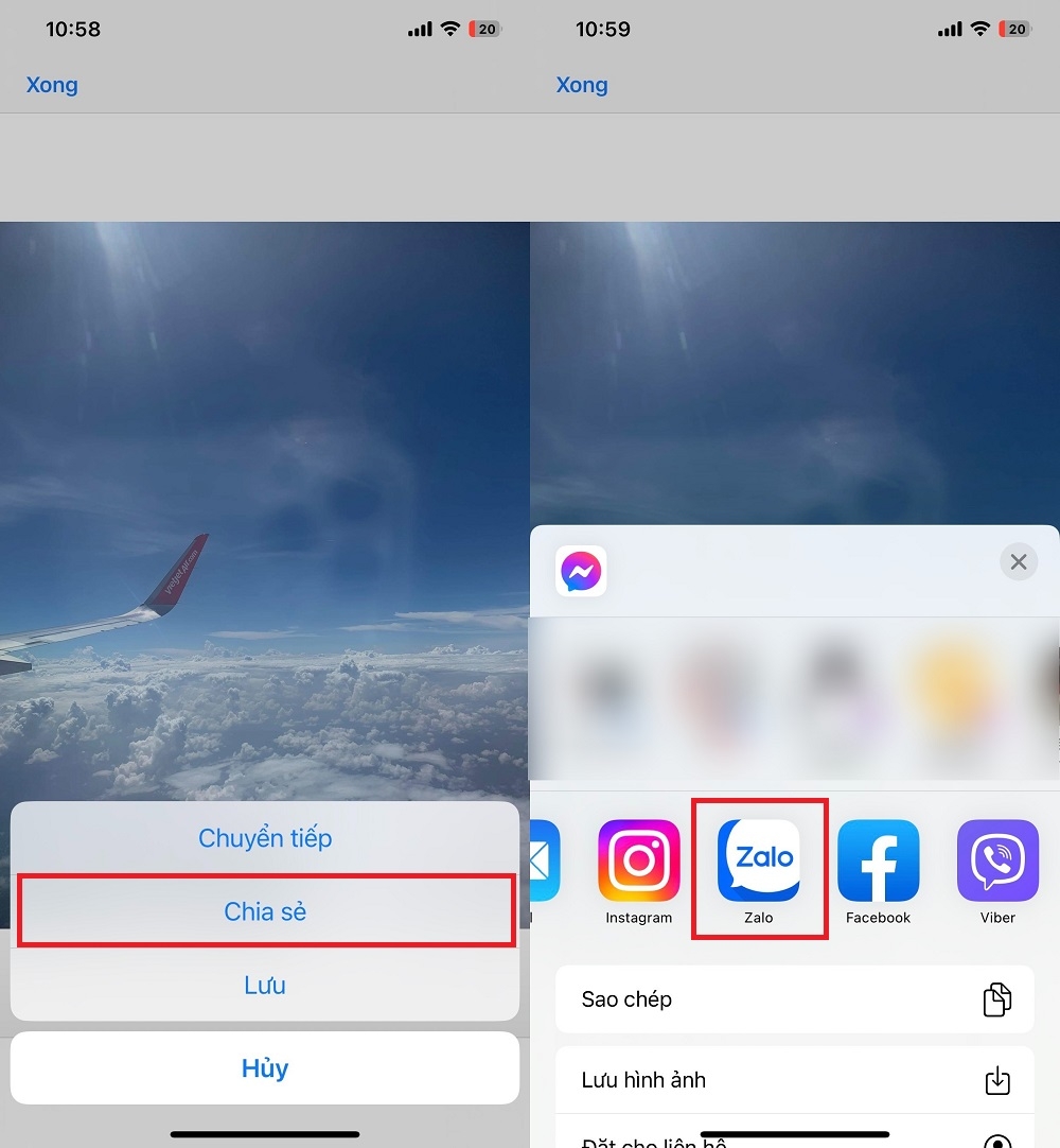 Cách chia sẻ ảnh từ Messenger qua Zalo trên iPhone 3
