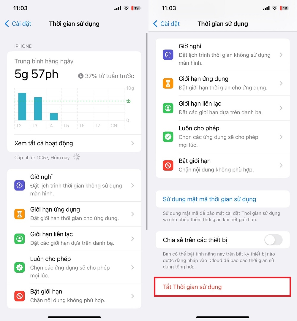 Cách tắt thời gian sử dụng trên iPhone 2