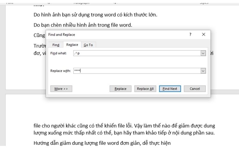 giảm dung lượng file word 8