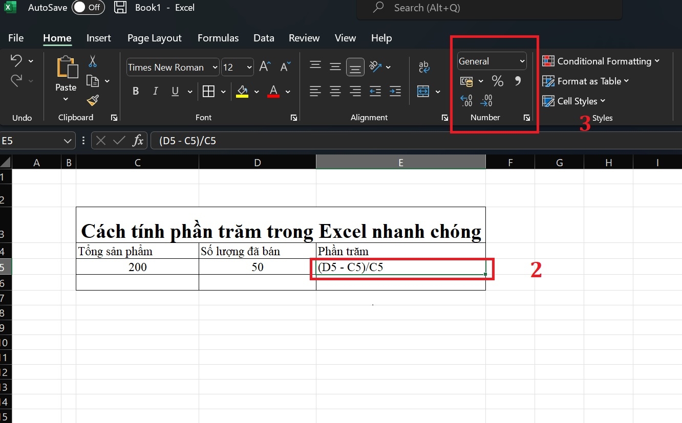 Cách tính phần trăm trong Excel