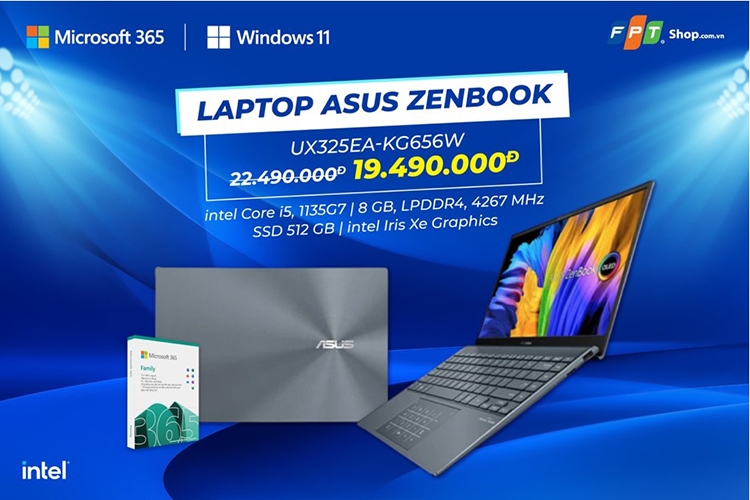 3. LAPTOP ASUS ZENBOOK UX325EA-KG656W I5 1135G7/8GB/512GB SSD/ 13.3''FHD OLED/WIN11