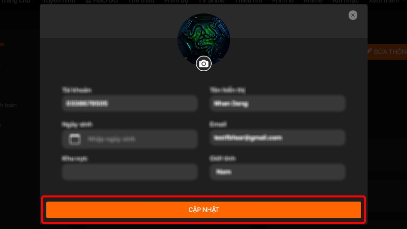 Hướng dẫn thay đổi ảnh đại diện trên ứng dụng FPT Play bằng máy tính