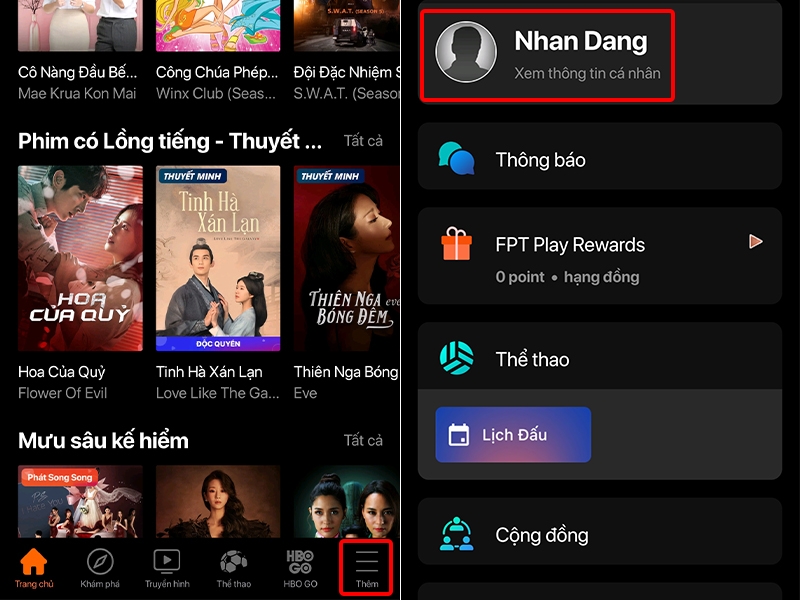 Hướng dẫn thay đổi ảnh đại diện trên ứng dụng FPT Play bằng điện thoại