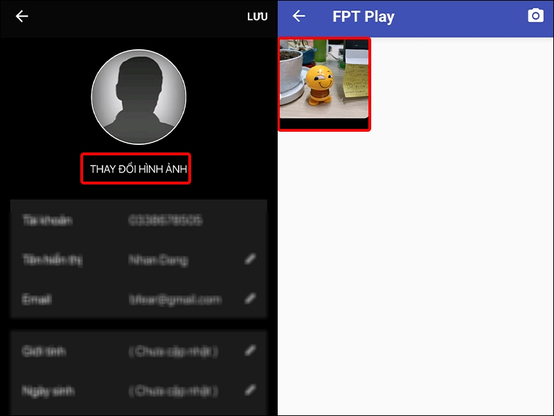 Hướng dẫn thay đổi ảnh đại diện trên ứng dụng FPT Play bằng điện thoại