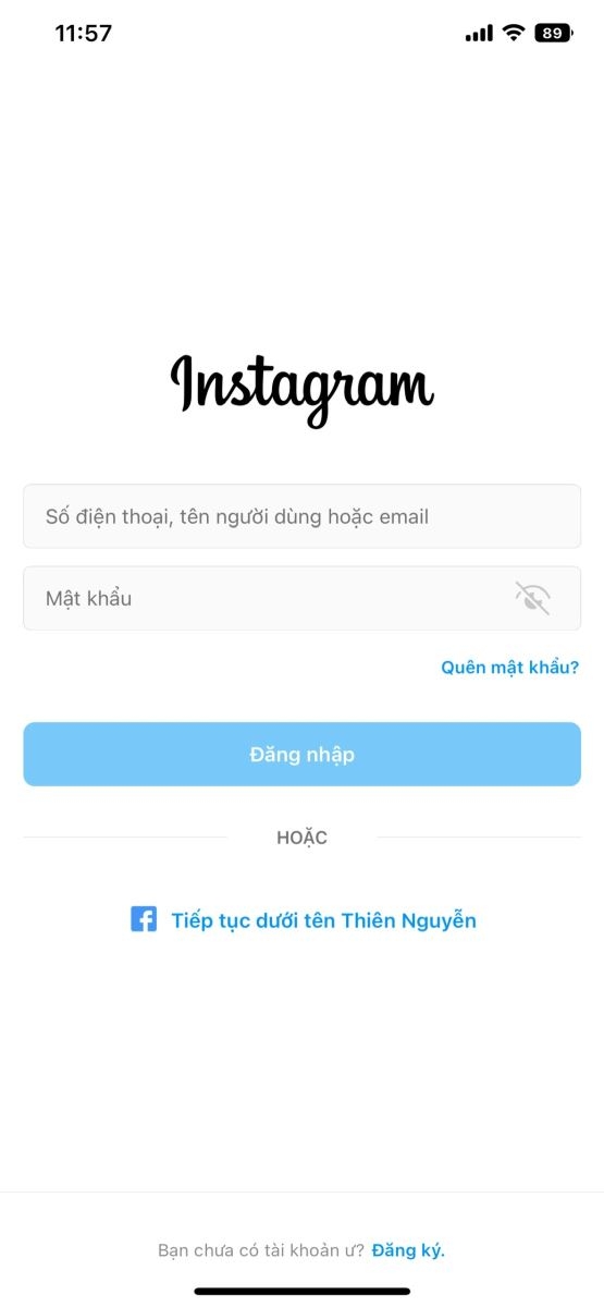 Cách đăng nhập Instagram