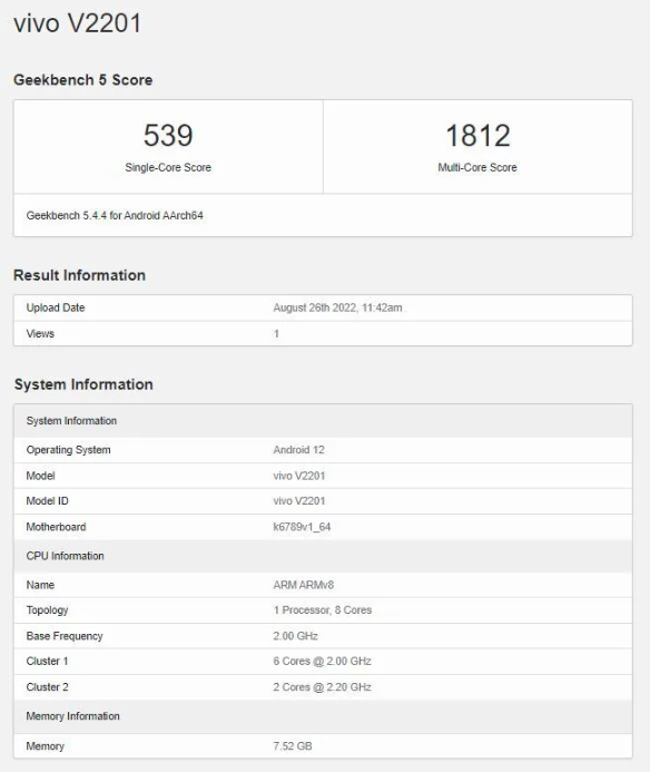 vivo V25e được tiết lộ trên GeekBench 2