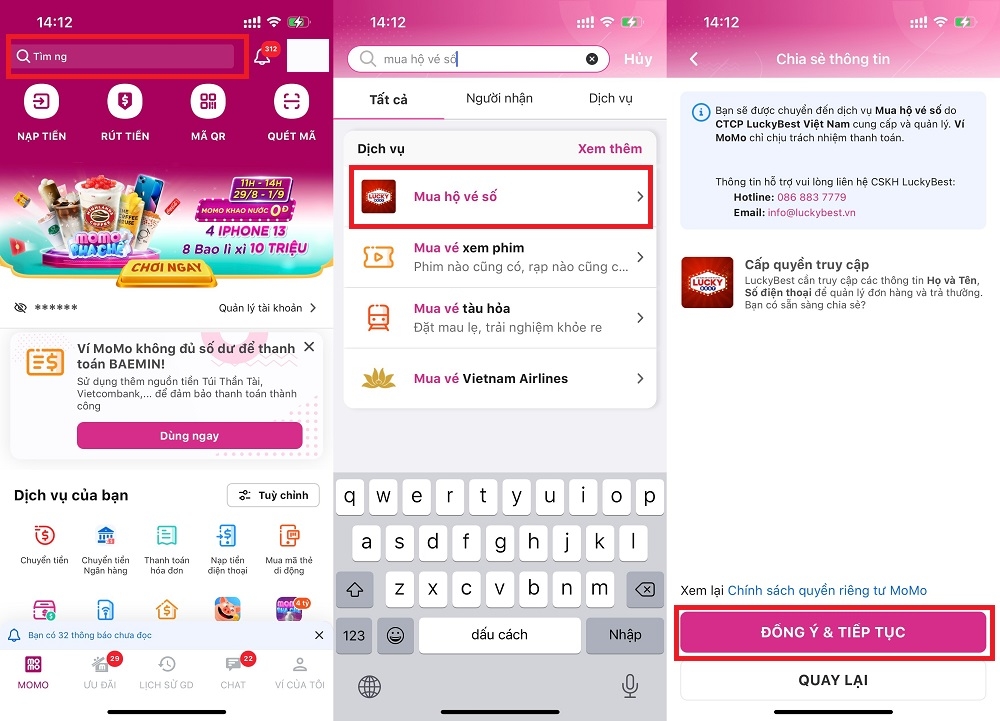 Mua Vietlott bằng MoMo 1