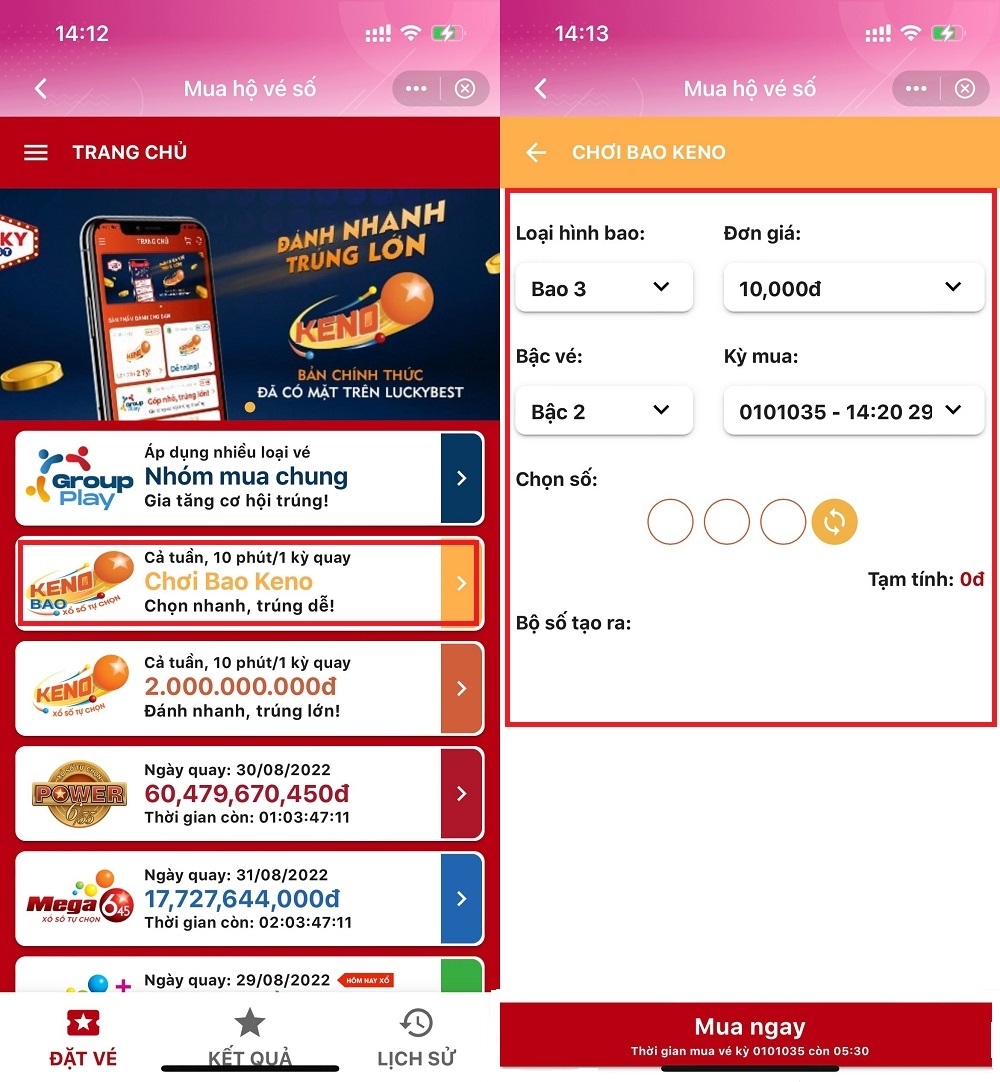 Mua Vietlott bằng MoMo 2