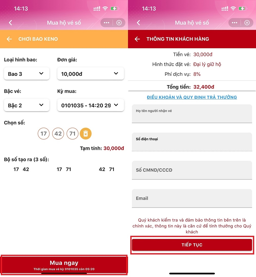 Mua Vietlott bằng MoMo 3