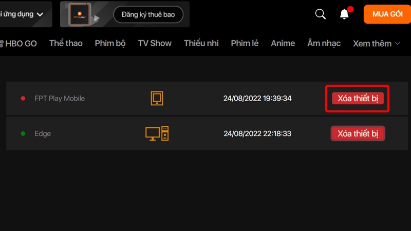 Cách đăng xuất tài khoản FPT Play từ xa bằng máy tính