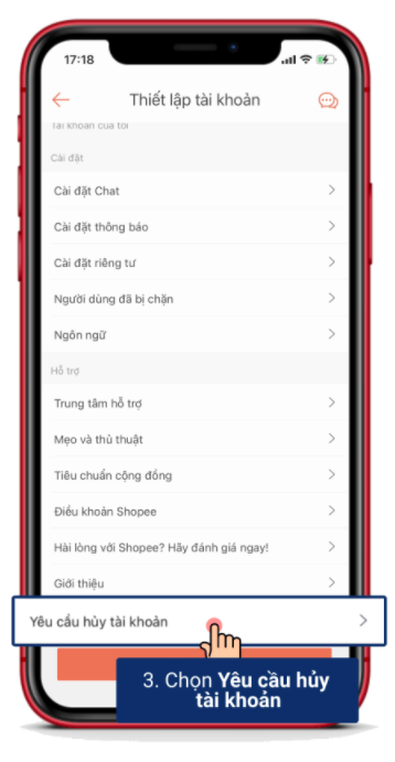 Hướng dẫn cách xóa tài khoản Shopee