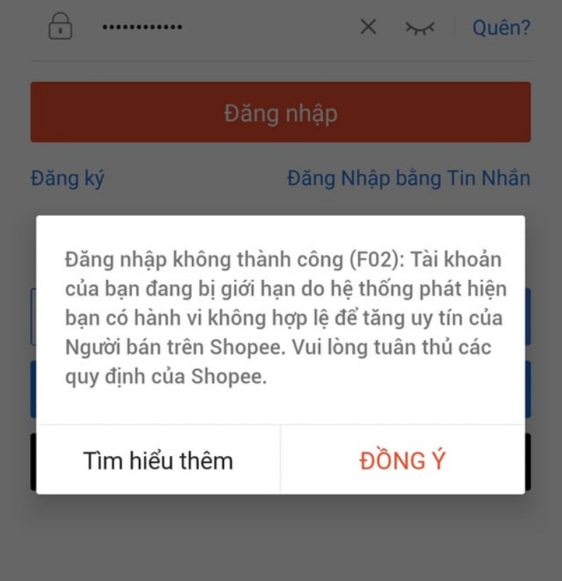 Tài khoản Shopee của bạn bị giới hạn