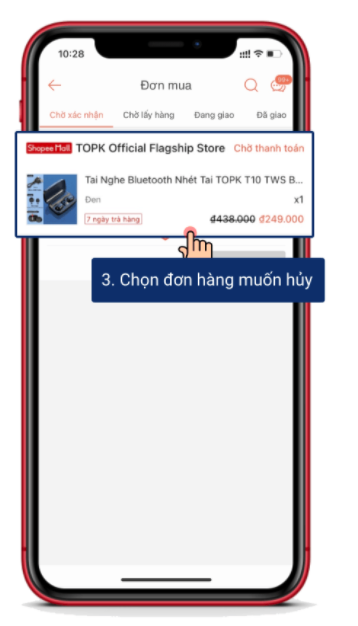 Cách huỷ đơn hàng Shopee tức thì