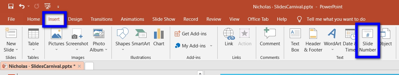 Instructions for inserting page numbers for slides in PowerPoint (1)