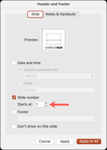 Instructions for inserting page numbers for slides in PowerPoint (5)