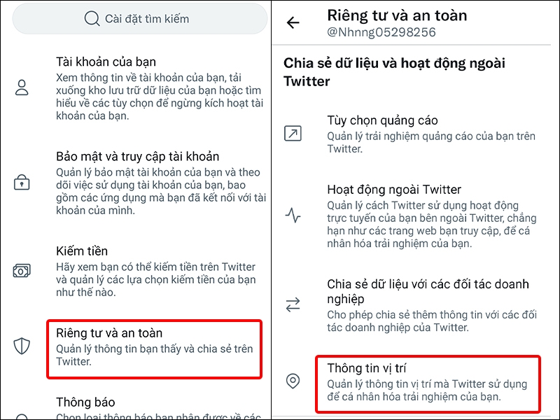 Hướng dẫn tắt dịch vụ vị trí trên ứng dụng Twitter