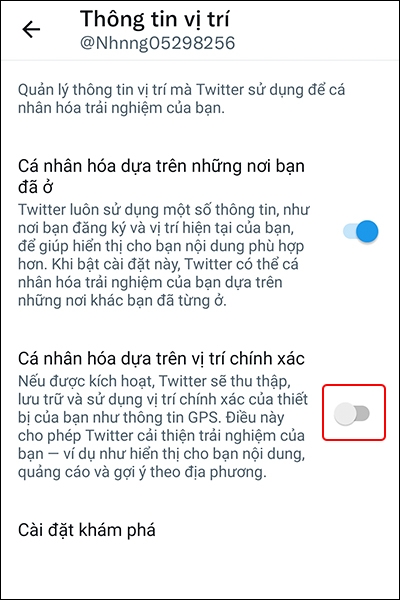 Hướng dẫn tắt dịch vụ vị trí trên ứng dụng Twitter