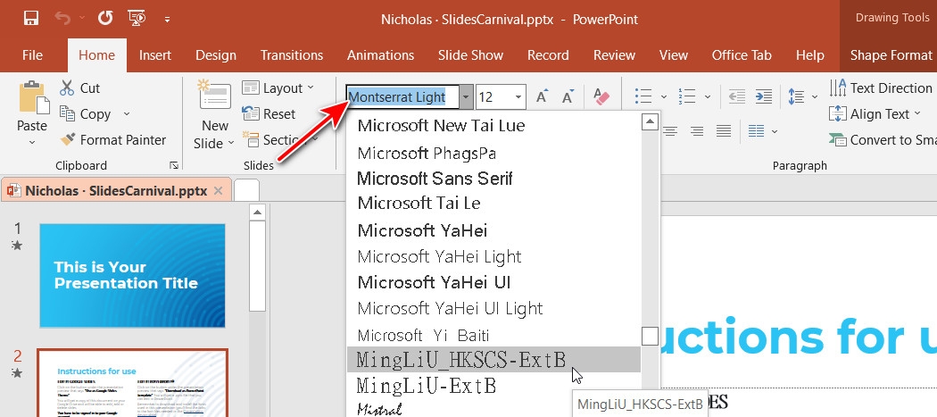 Mẹo thay đổi phông chữ cho bản trình chiếu PowerPoint (7)