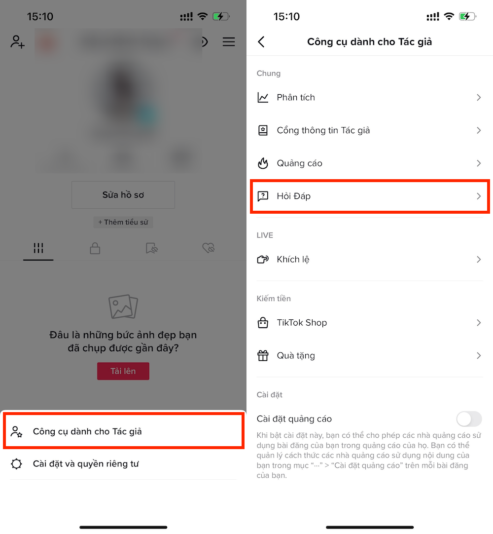 Cách bật hỏi đáp trên TikTok 2