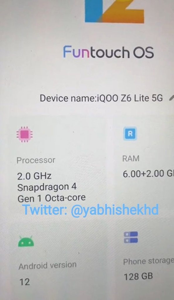 Thông tin iQOO Z6 Lite 5G Thông tin iQOO Z6 Lite 5G