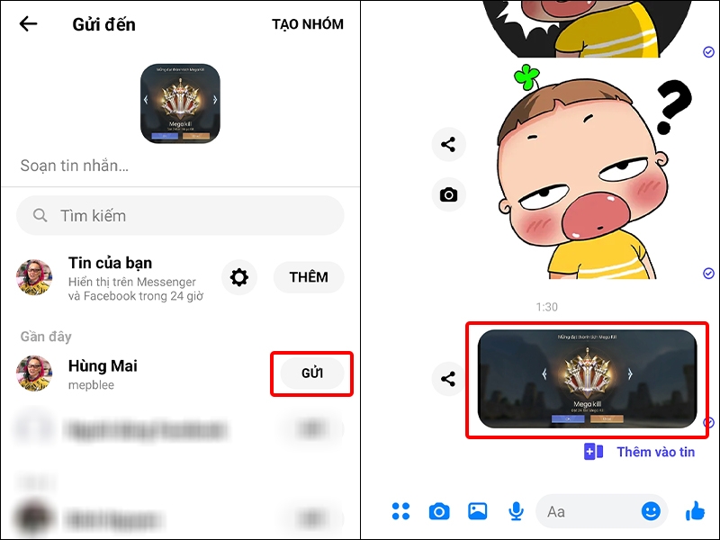 Mẹo chia sẻ tin nhắn từ Zalo sang Messenger