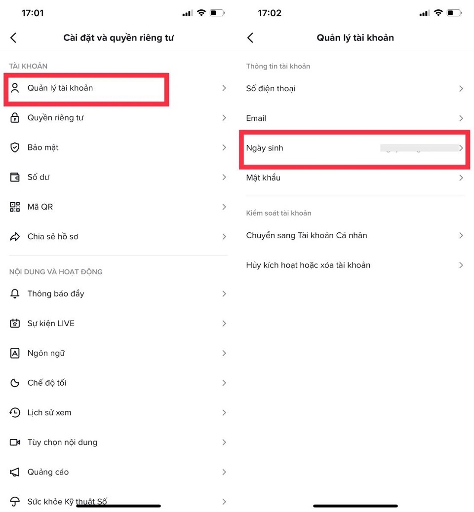 Cách xem ngày sinh trên TikTok