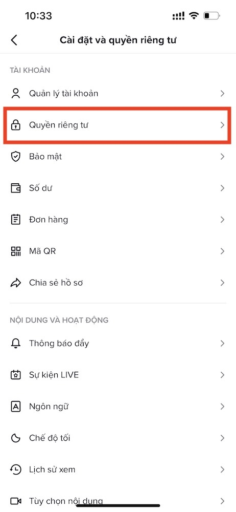 Tắt đề xuất tài khoản TikTok cho người khác 2