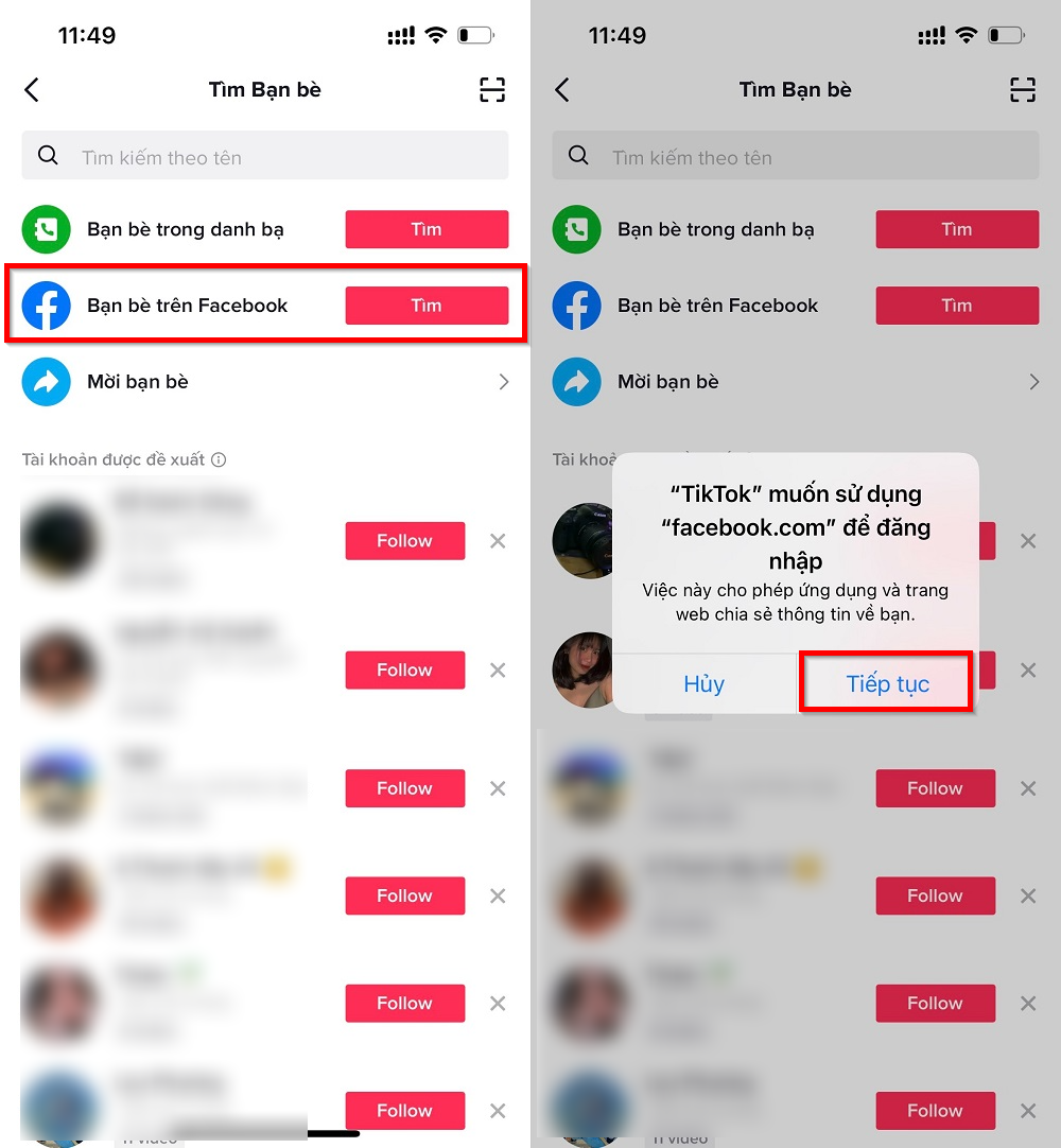 Tìm bạn bè Facebook trên TikTok 2
