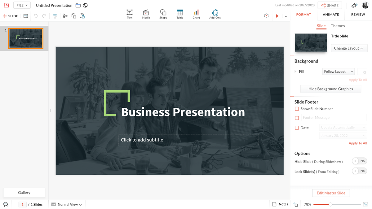 web làm PowerPoint Zoho Show