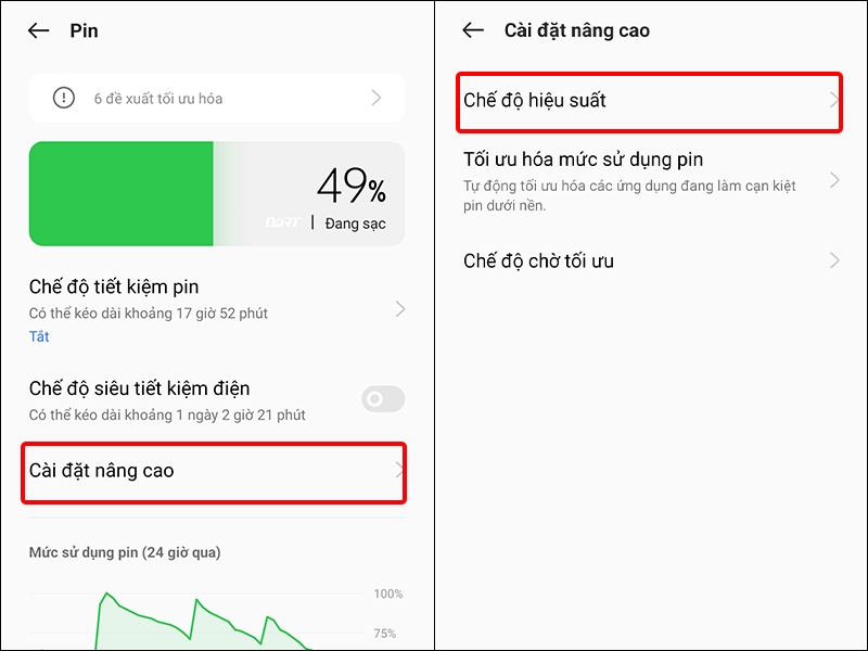 Cách bật chế độ hiệu suất cao trên điện thoại Realme