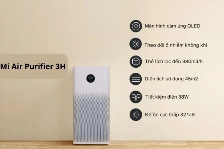 Máy lọc không khí Xiaomi Mi 3H thân thiện với người dùng