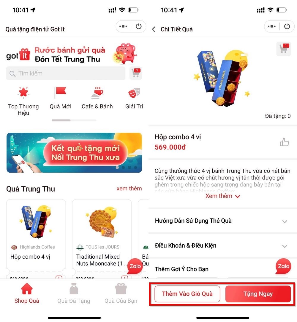 Cách tặng quà cho người khác bằng ứng dụng Zalo 2