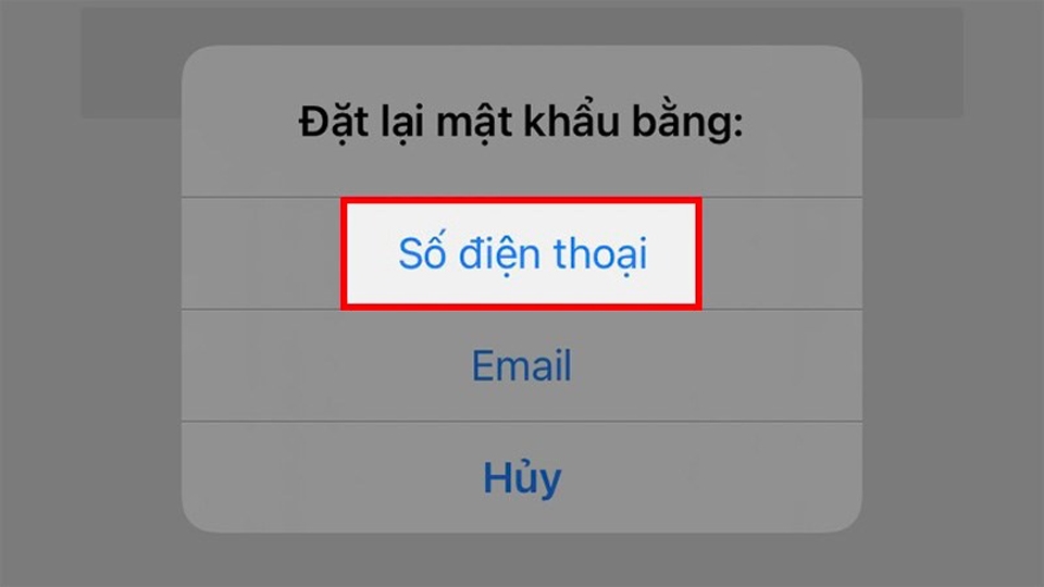 Đặt lại mật khẩu bằng Số điện thoại