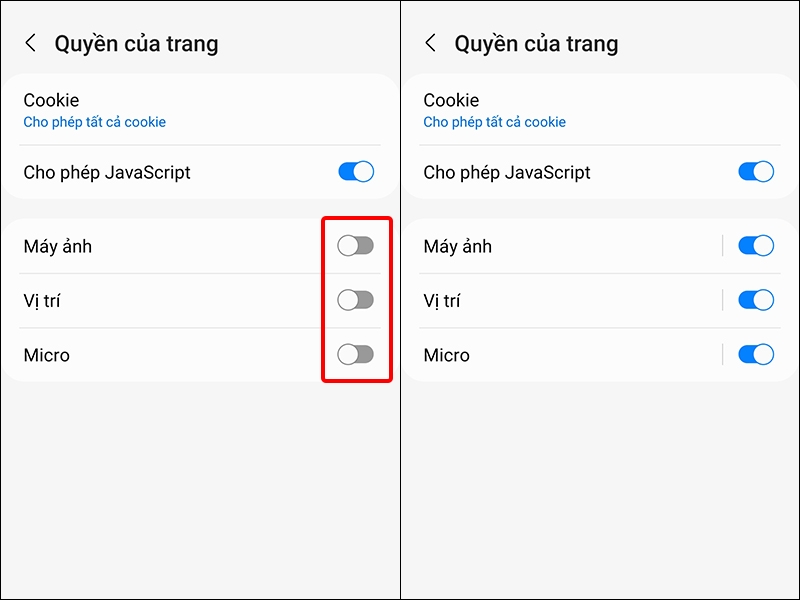 Cách cấp quyền truy cập trên Samsung Internet