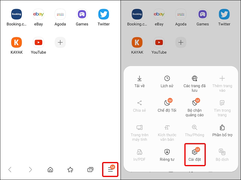 Cách hiện tab dưới thanh địa chỉ trên Samsung Internet