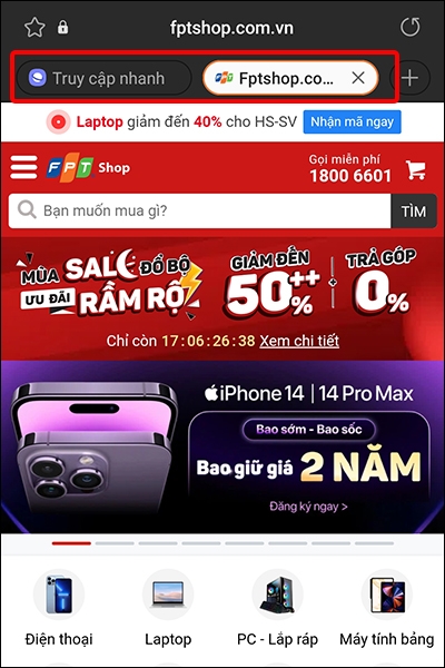 Cách hiện tab dưới thanh địa chỉ trên Samsung Internet