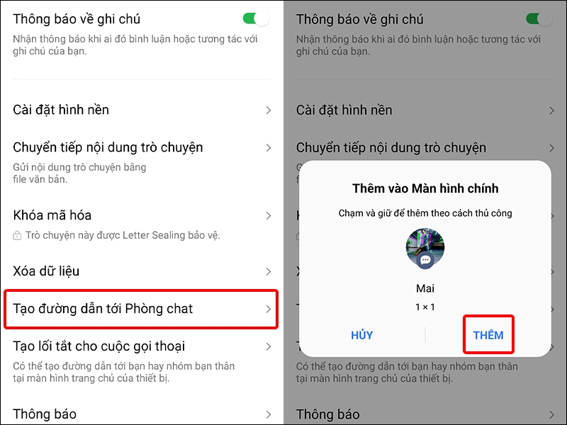Cách đưa cuộc trò chuyện LINE ra màn hình điện thoại Android