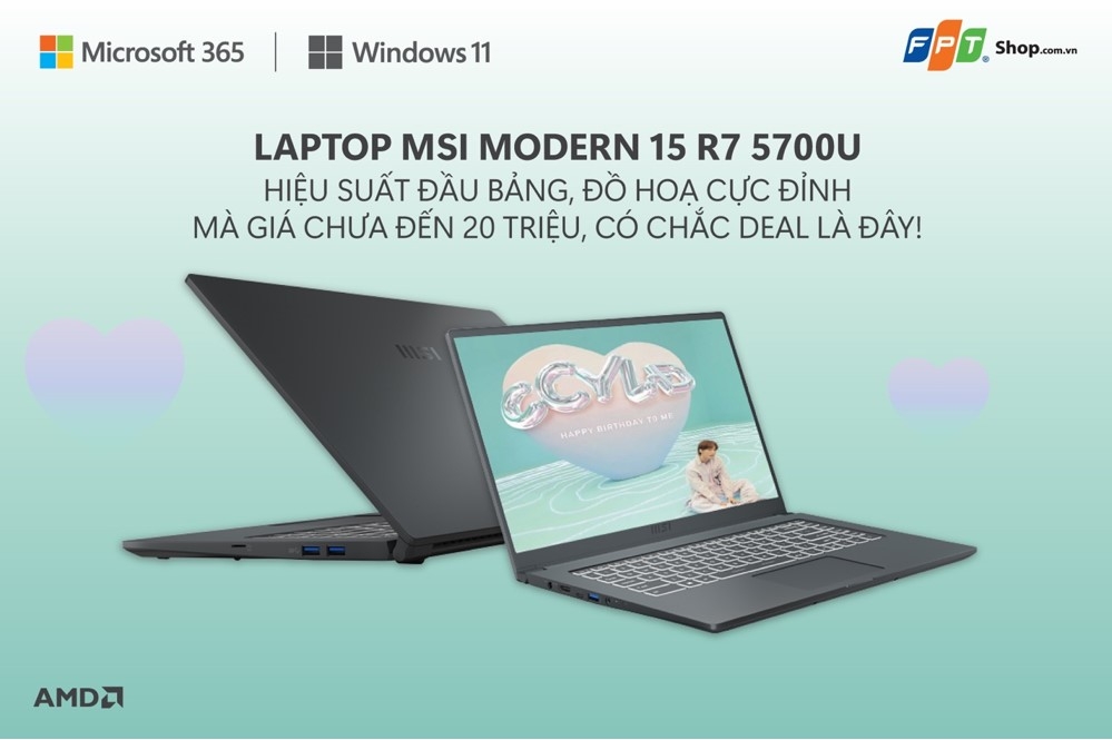 MSI Modern 15 A5M 235VN R7 5700U (Ảnh 1)