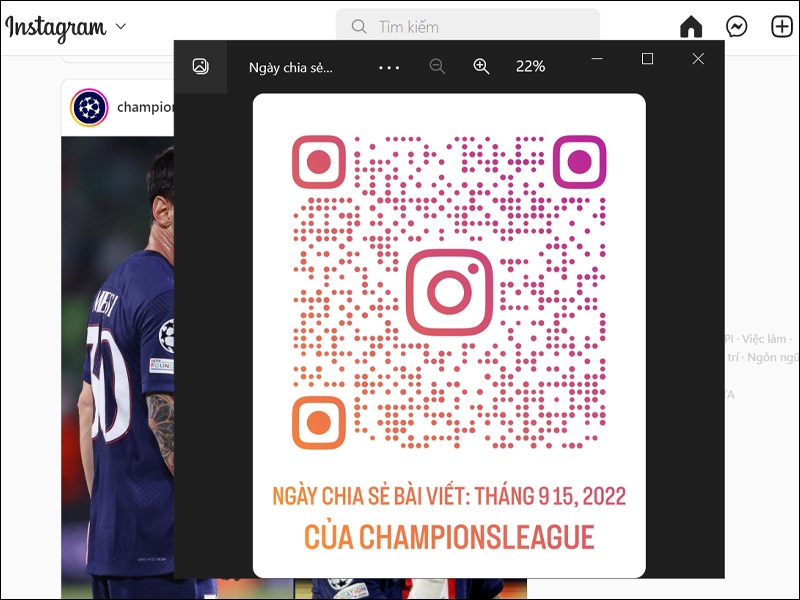Chia sẻ bài viết trên Instagram bằng mã QR với máy tính