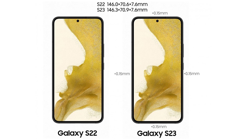 Samsung Galaxy S23 sẽ có viền dày hơn một chút so với Galaxy S22