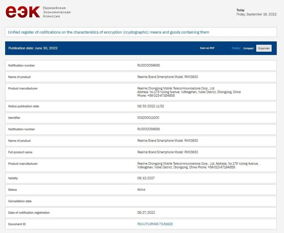 Realme 10 đạt chứng nhận (ảnh 1)