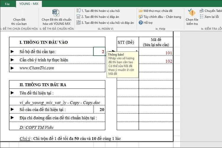 Phần mềm trộn đề trắc nghiệm Young MIX