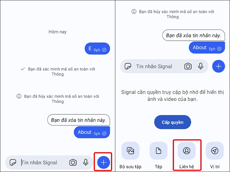 Cách chia sẻ liên hệ trong danh bạ trên ứng dụng Signal