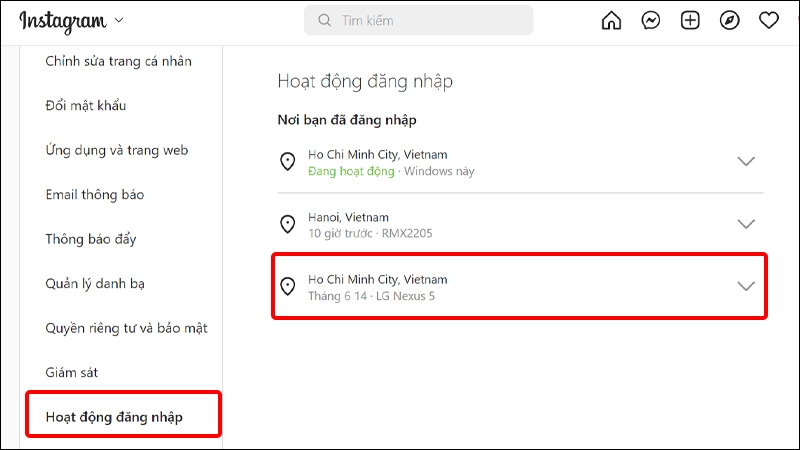 Hướng dẫn đăng xuất tài khoản Instagram từ xa trên máy tính