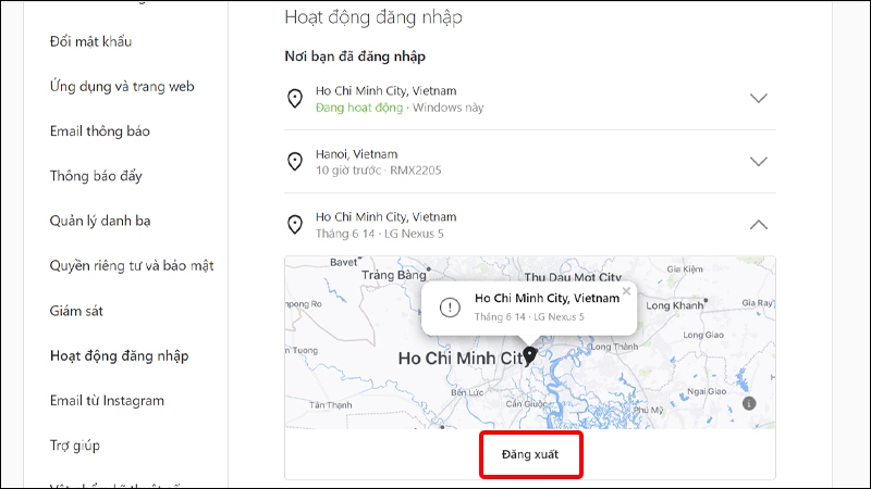 Hướng dẫn đăng xuất tài khoản Instagram từ xa trên máy tính