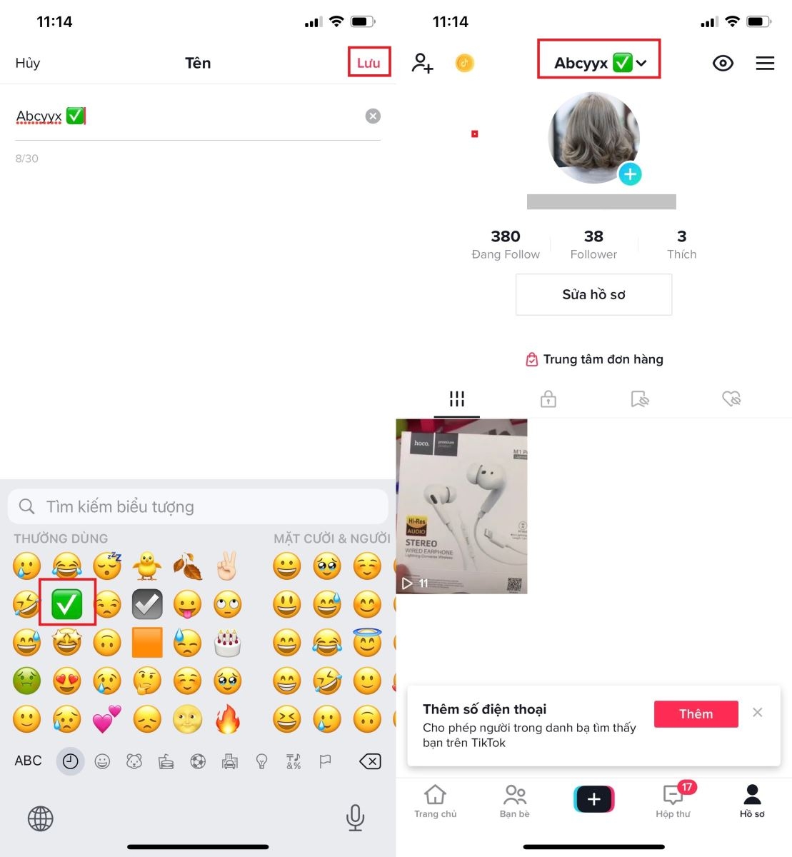 Cách copy dấu tích xanh TikTok vào tên người dùng 3
