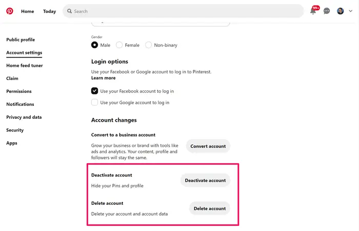 Cách xóa tài khoản Pinterest (Ảnh 2)