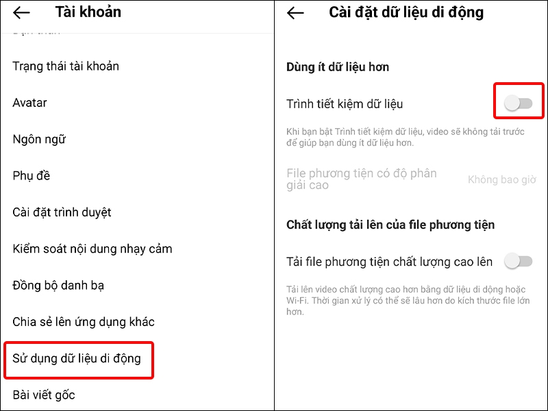 Cách kích hoạt Trình tiết kiệm dữ liệu trong Instagram